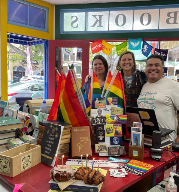 Mary, owner Kris and Albert at the Book Crawl 2023