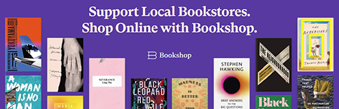 Banner promoting shopping new books at Bookshop